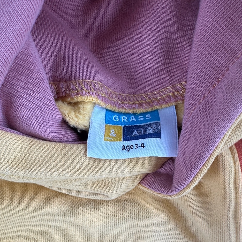 Grass & Air Kids Yellow Hoodie with Blue Cuffs - Picture 5 of 7